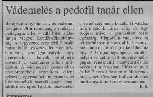 Vádemelés a pedofil tanár ellen