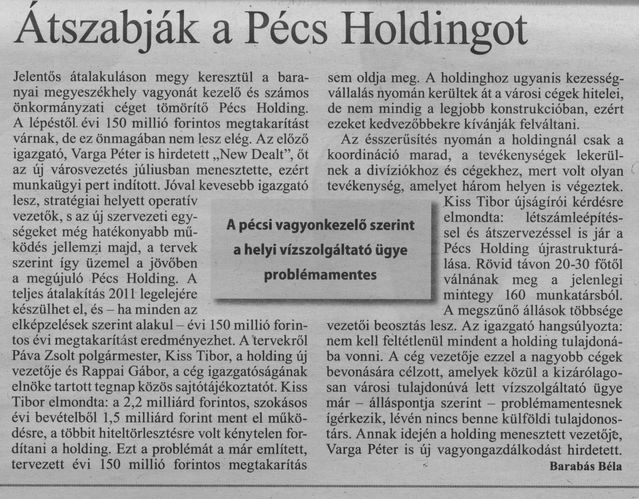 Átszabják a Pécs Holdingot