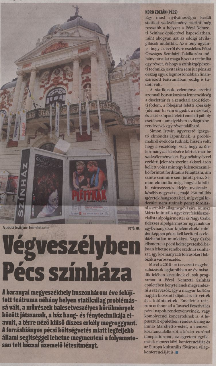 Végveszélyben Pécs színháza
