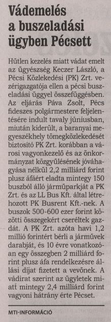 Vádemelés a buszeladási ügyben