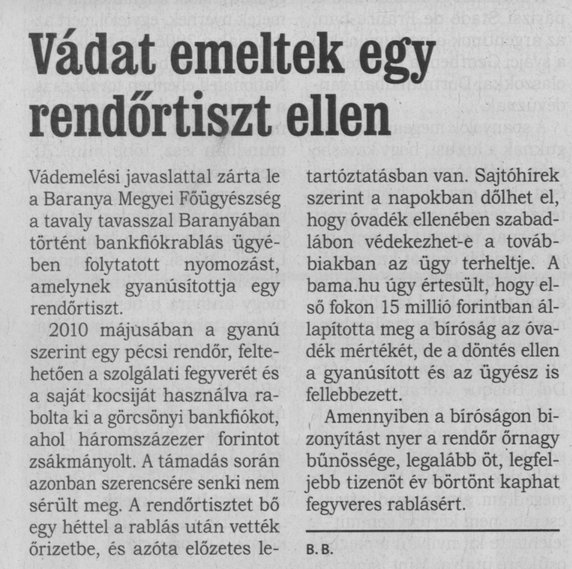 Vádat emeltek egy rendőrtiszt ellen