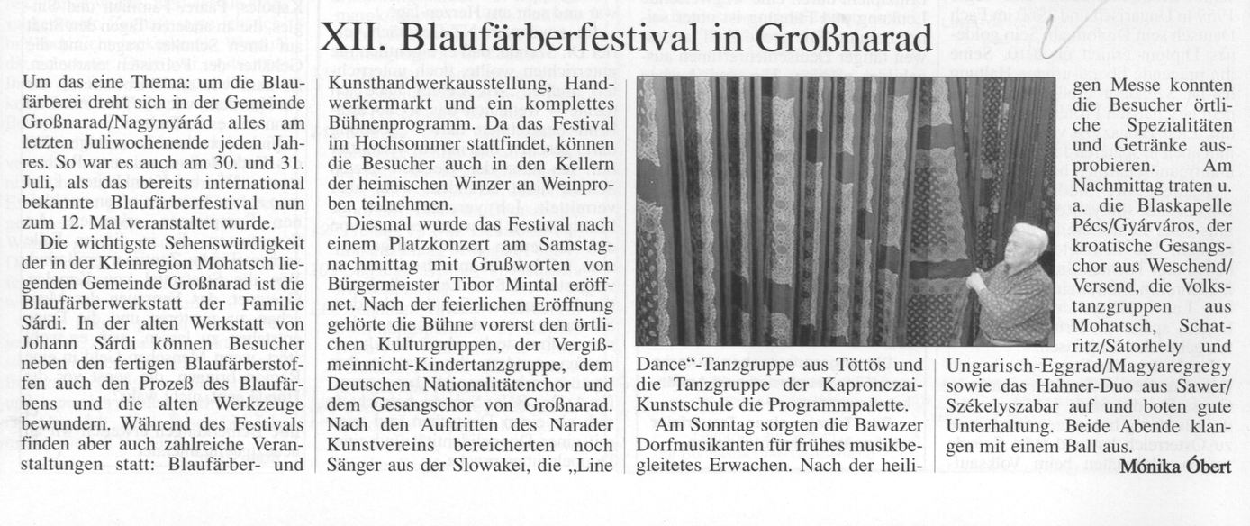 XII. Blaufärberfestival in Grossnarad
