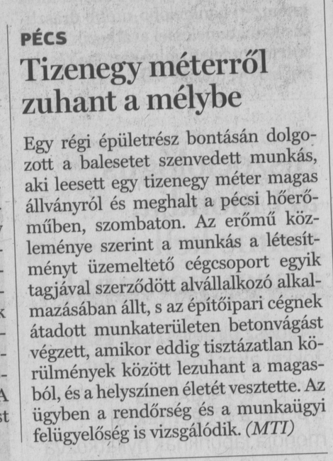 Tizenegy méterről zuhant a mélybe