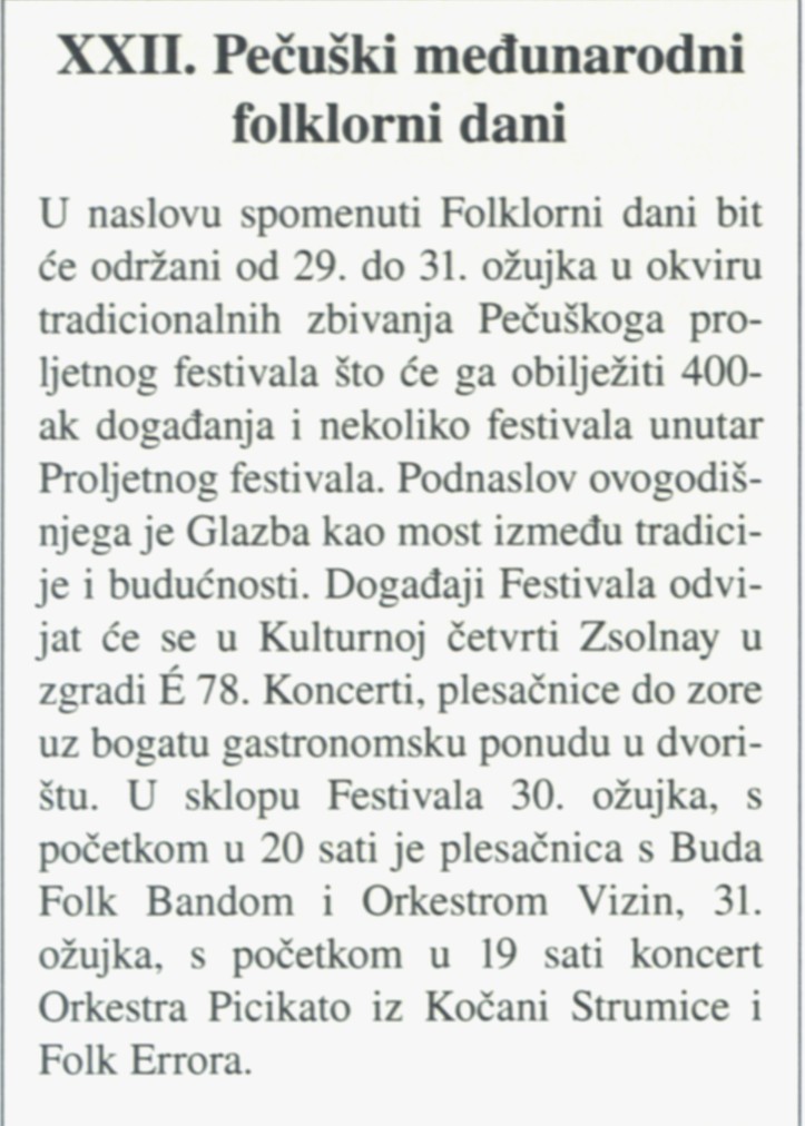 XXII. Pečuski medunarodni folklorni dani