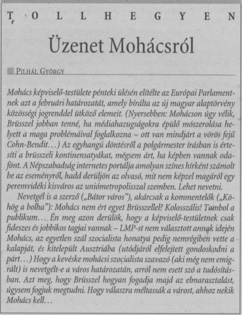 Üzenet Mohácsról