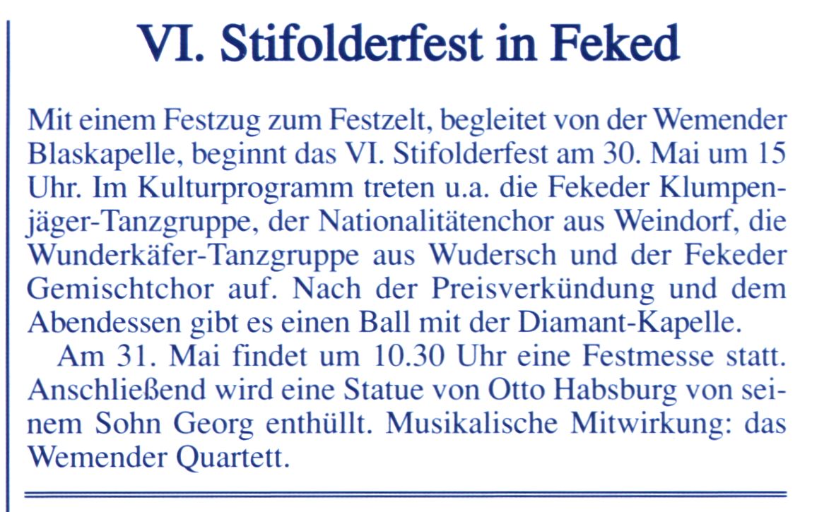VI. Stifolderfest in Feked