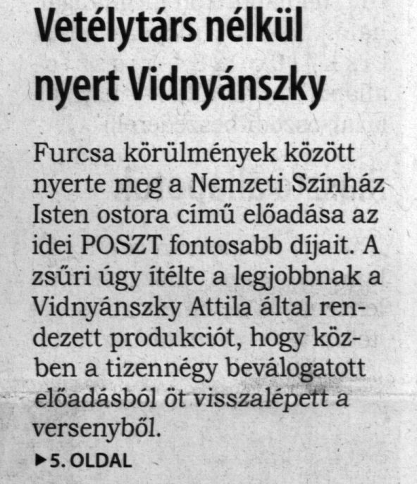 Vetélytárs nélkül nyert Vidnyánszky