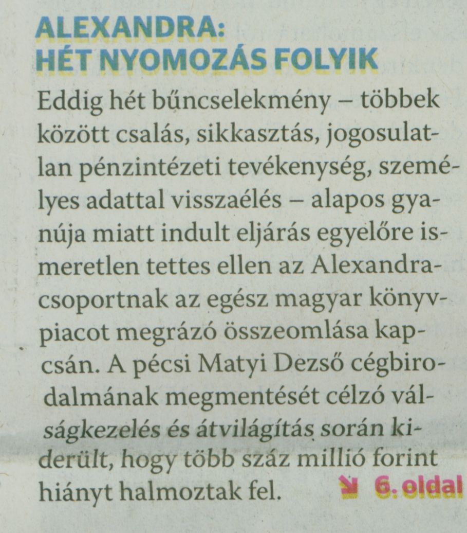 Alexandra: hét nyomozás folyik