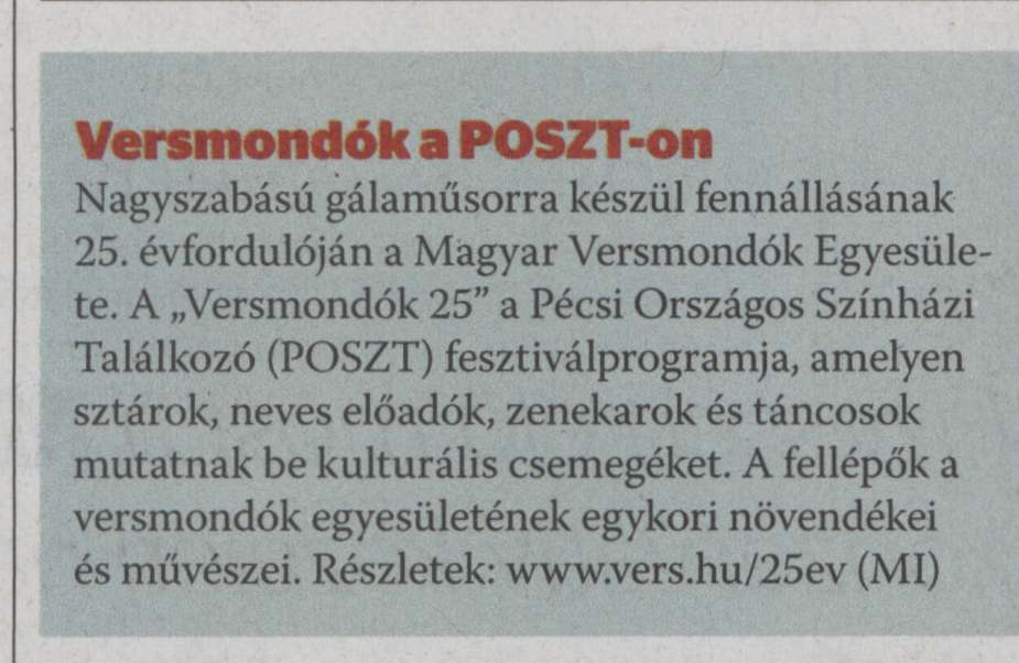 Versmondók a POSZT-on