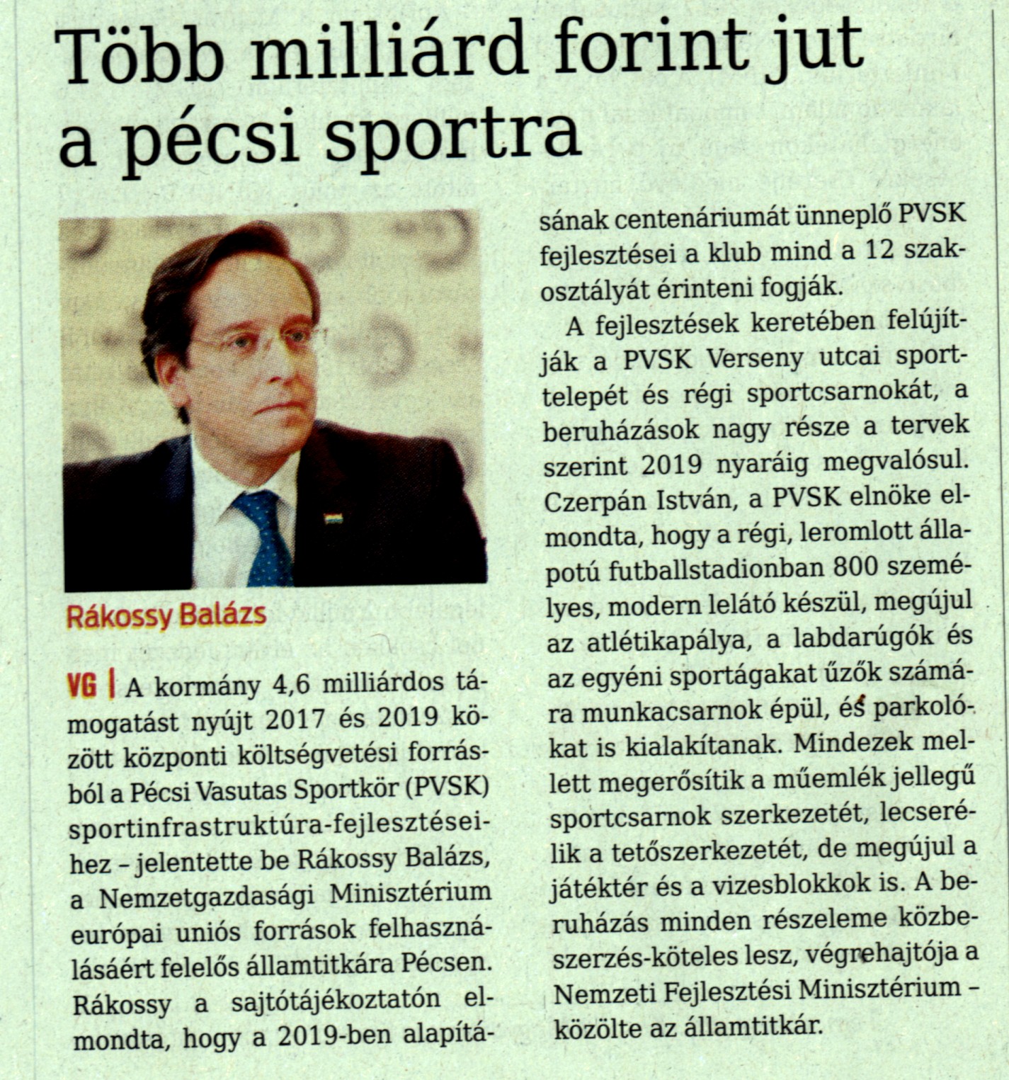 Több milliárd forint jut a pécsi sportra