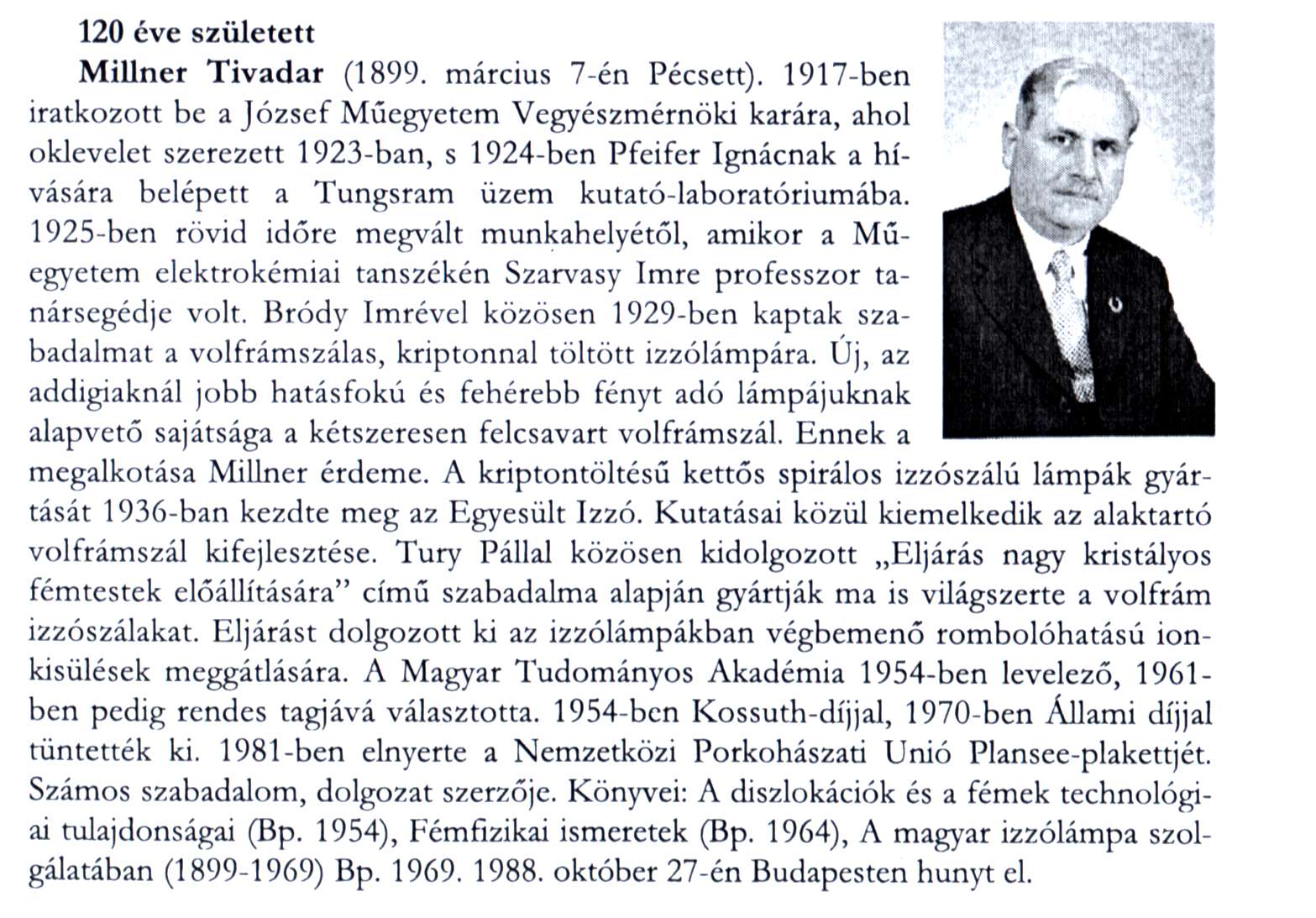 120 éve született Millner Tivadar