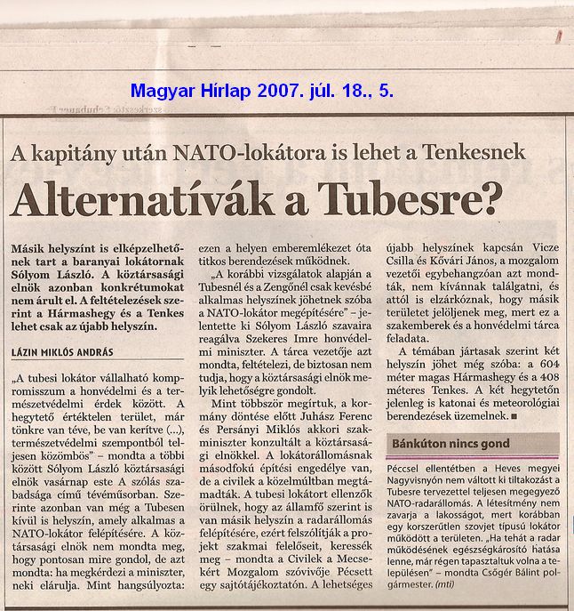Alternatívák a Tubesre? A kapitány után NATO-lokátora is lehet a Tenkesnek