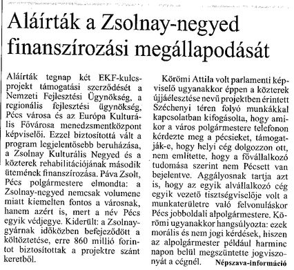 Aláírták a Zsolnay-negyed finanszírozási megállapodását