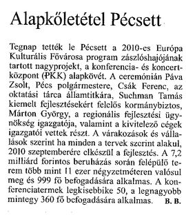 Alapkőletétel Pécsett