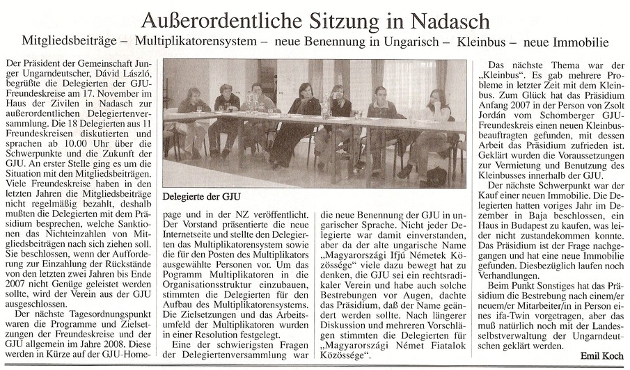 Außerordentliche Sitzung in Nadasch