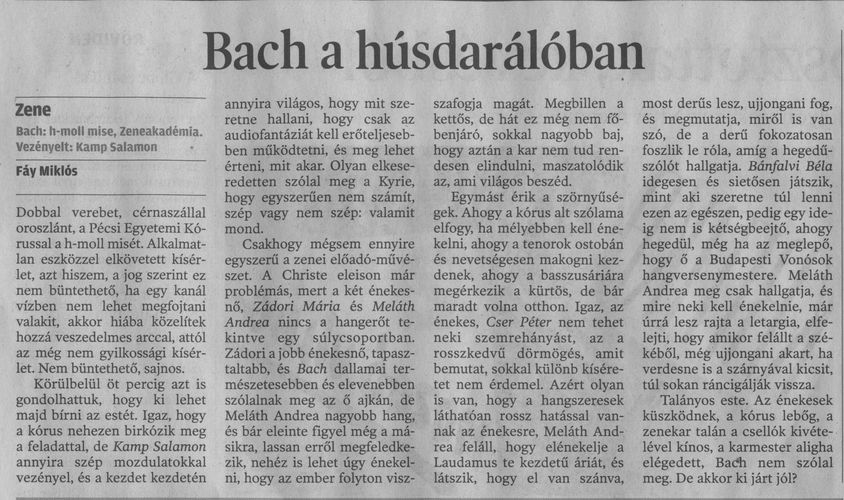 Bach húsdarálóban