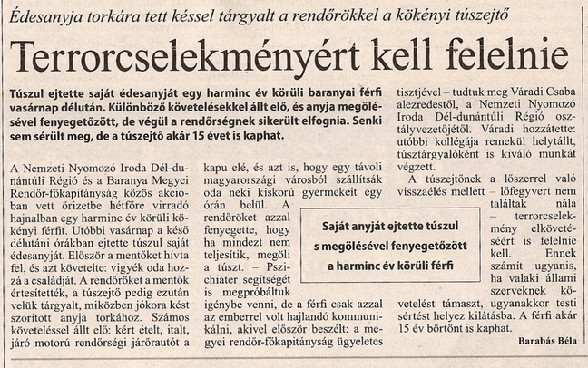 Terrorcselekményért kell felelnie