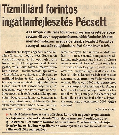 Tízmilliárd forintos ingatlanfejlesztés Pécsett