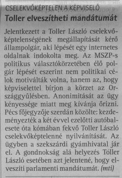 Toller elveszítheti a mandátumát