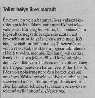 Toller helye üres maradt