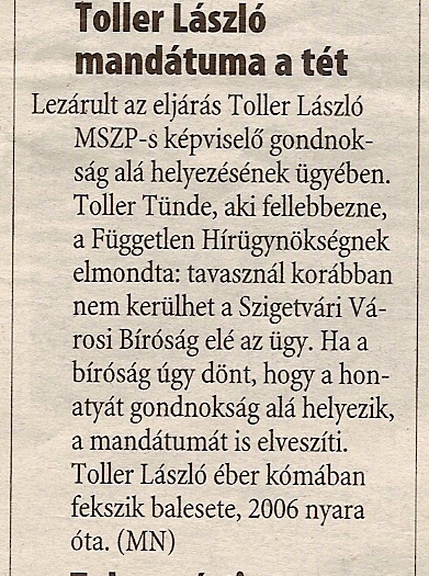 Toller László mandátuma a tét