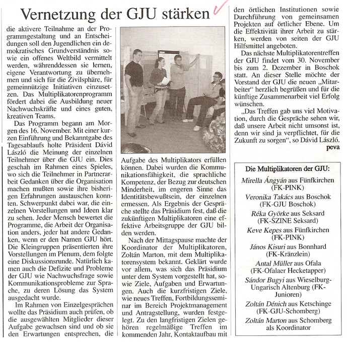 Vernetzung der GJU stärken