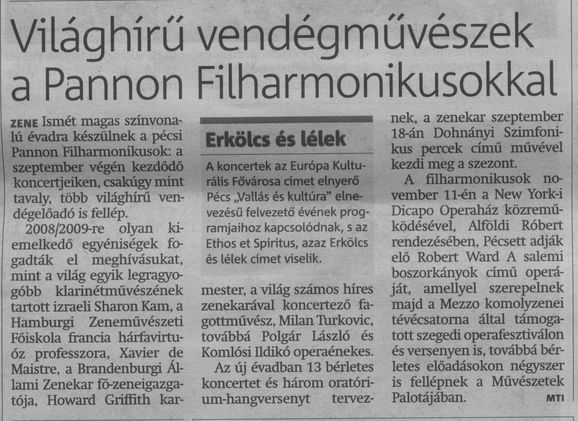 Világhírű vendégművészek a Pannon Filharmonikusokkkal