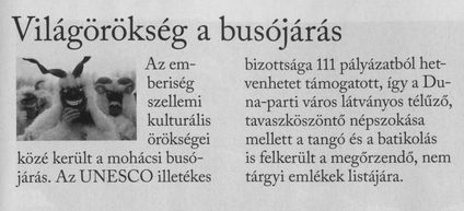 Világörökség a busójárás