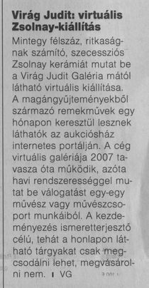 Virágh Judit: virtuális Zsolnay-kiállítás