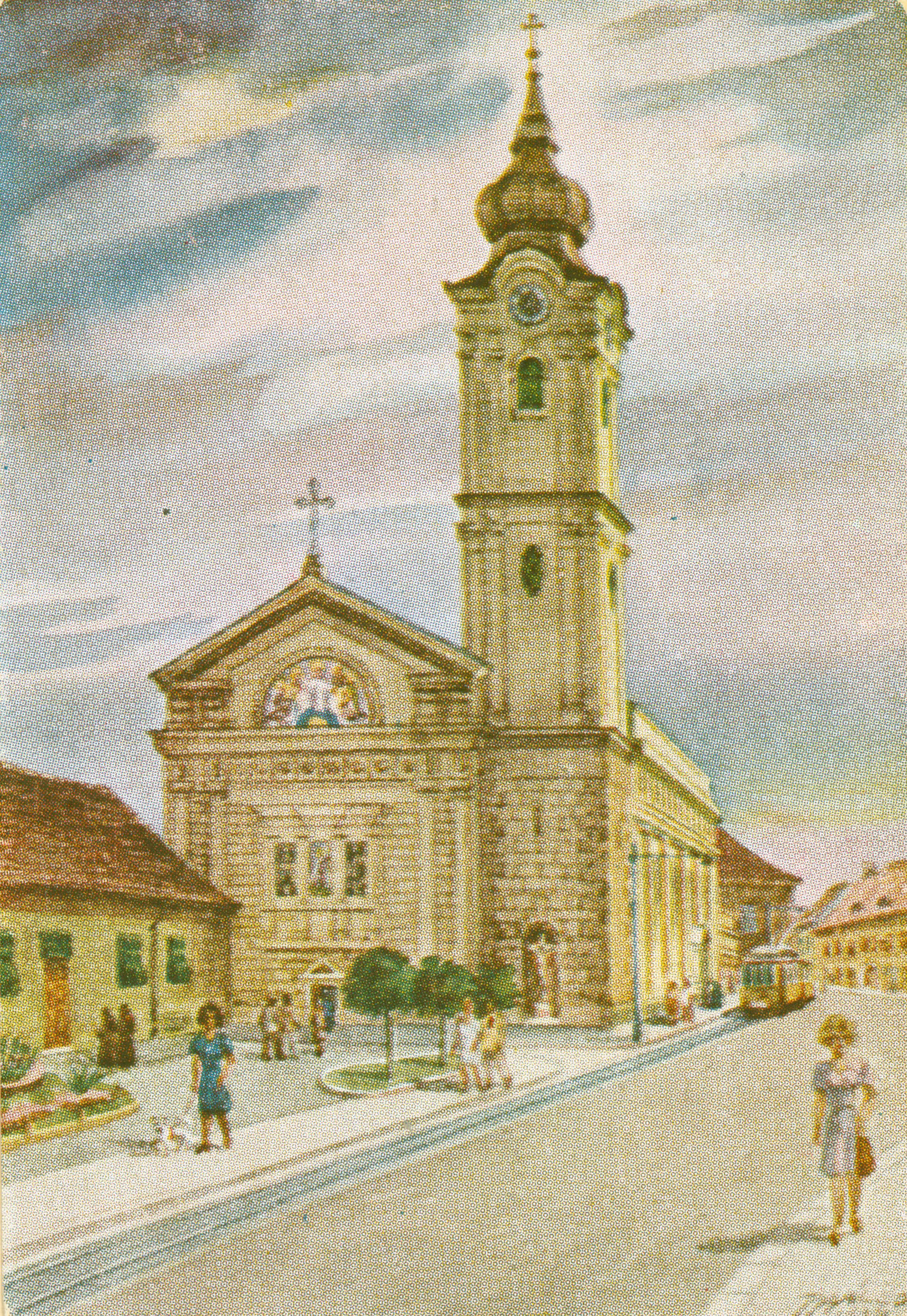 Pécs Paál István festménye a Ferences templomról