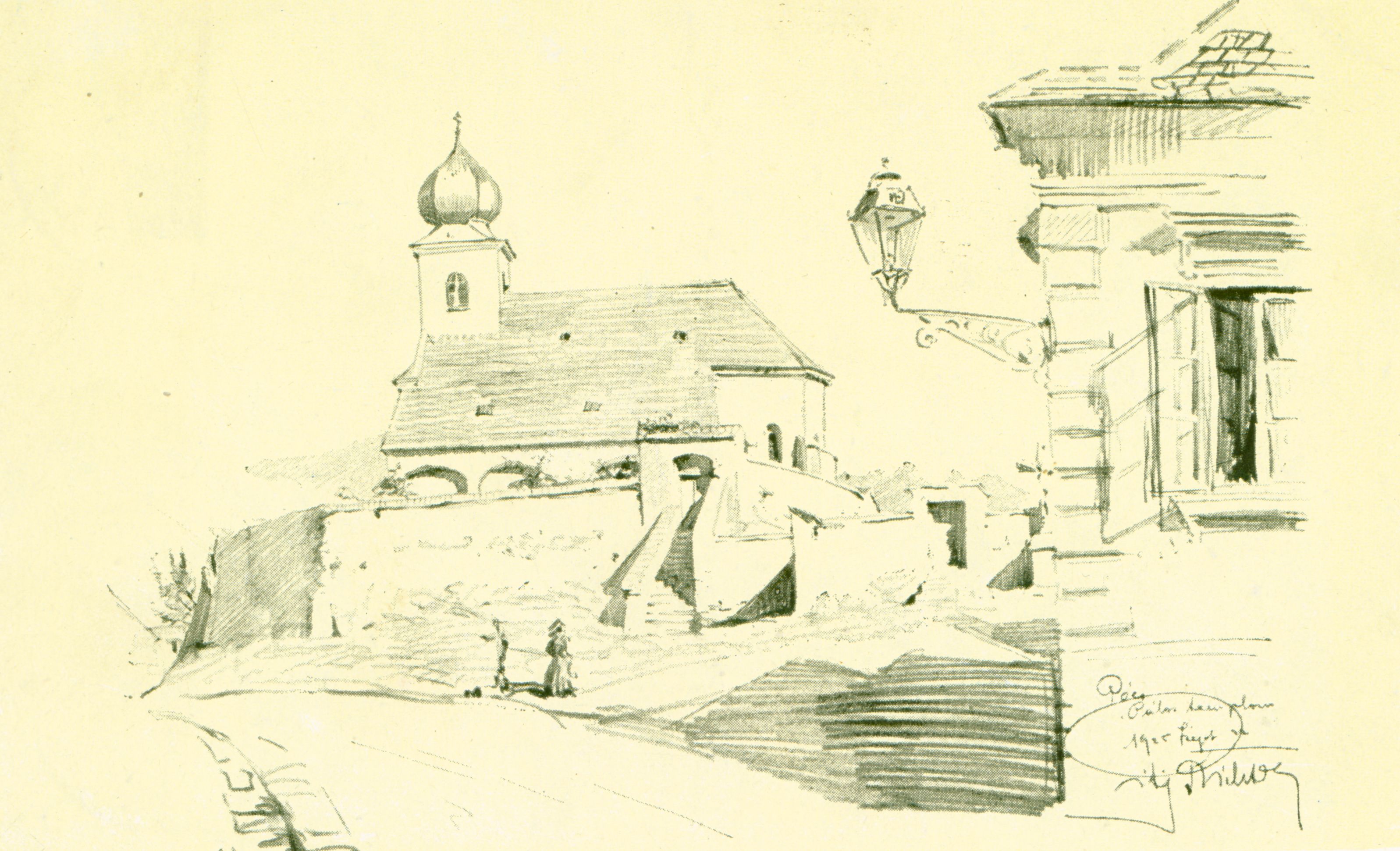 Pécs Ifj. Richter Aladár rajza a Mindenszentek templomáról