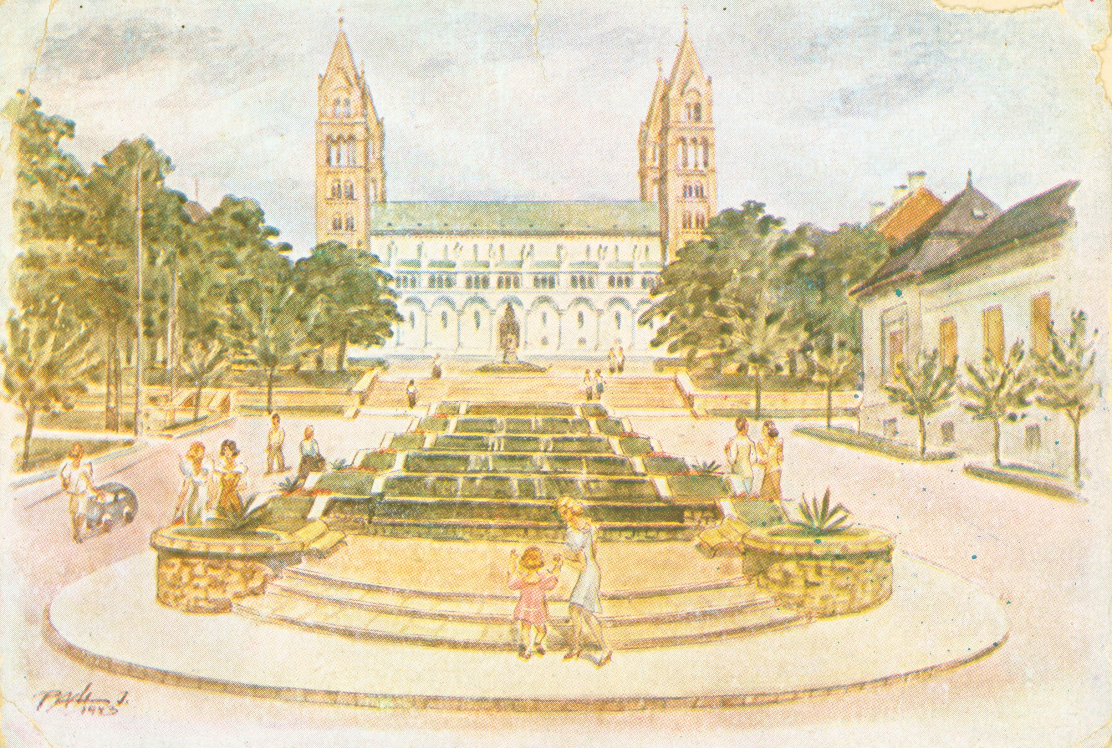 Pécs Paál István festménye a Székesegyházról