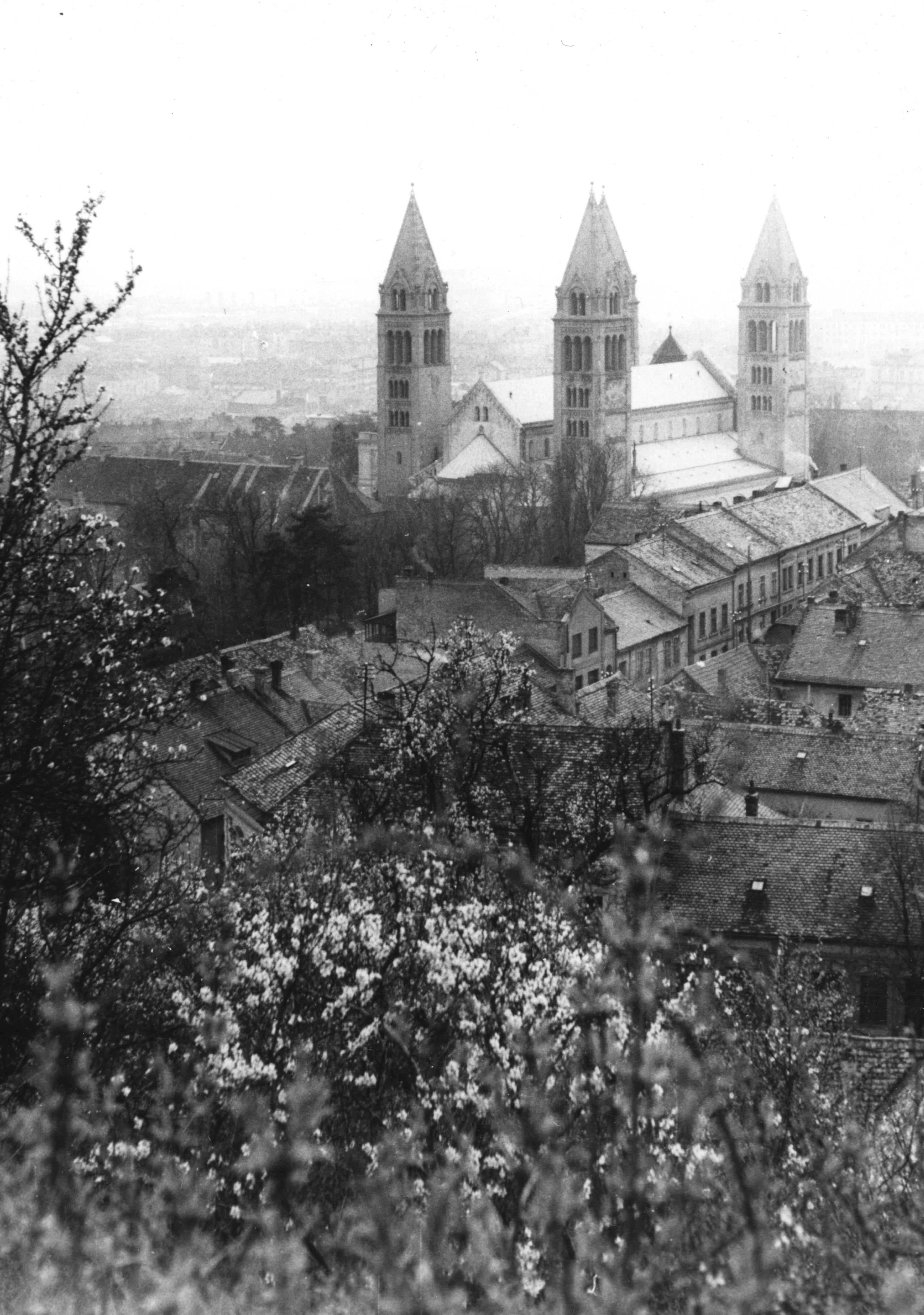 Pécs Székesegyház látképe a Kálvária-dombról