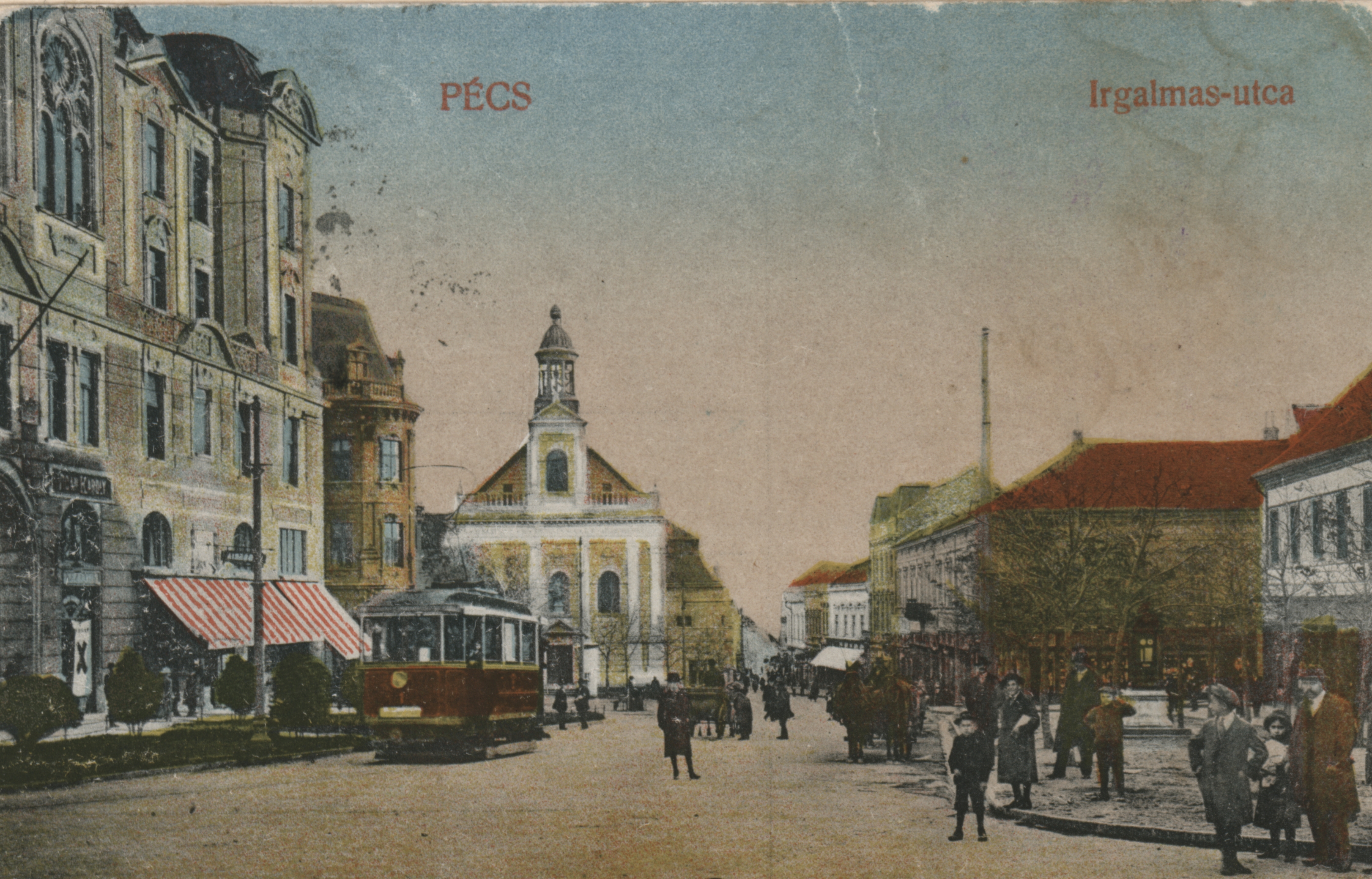 Pécs Irgalmasok utca - képeslap
