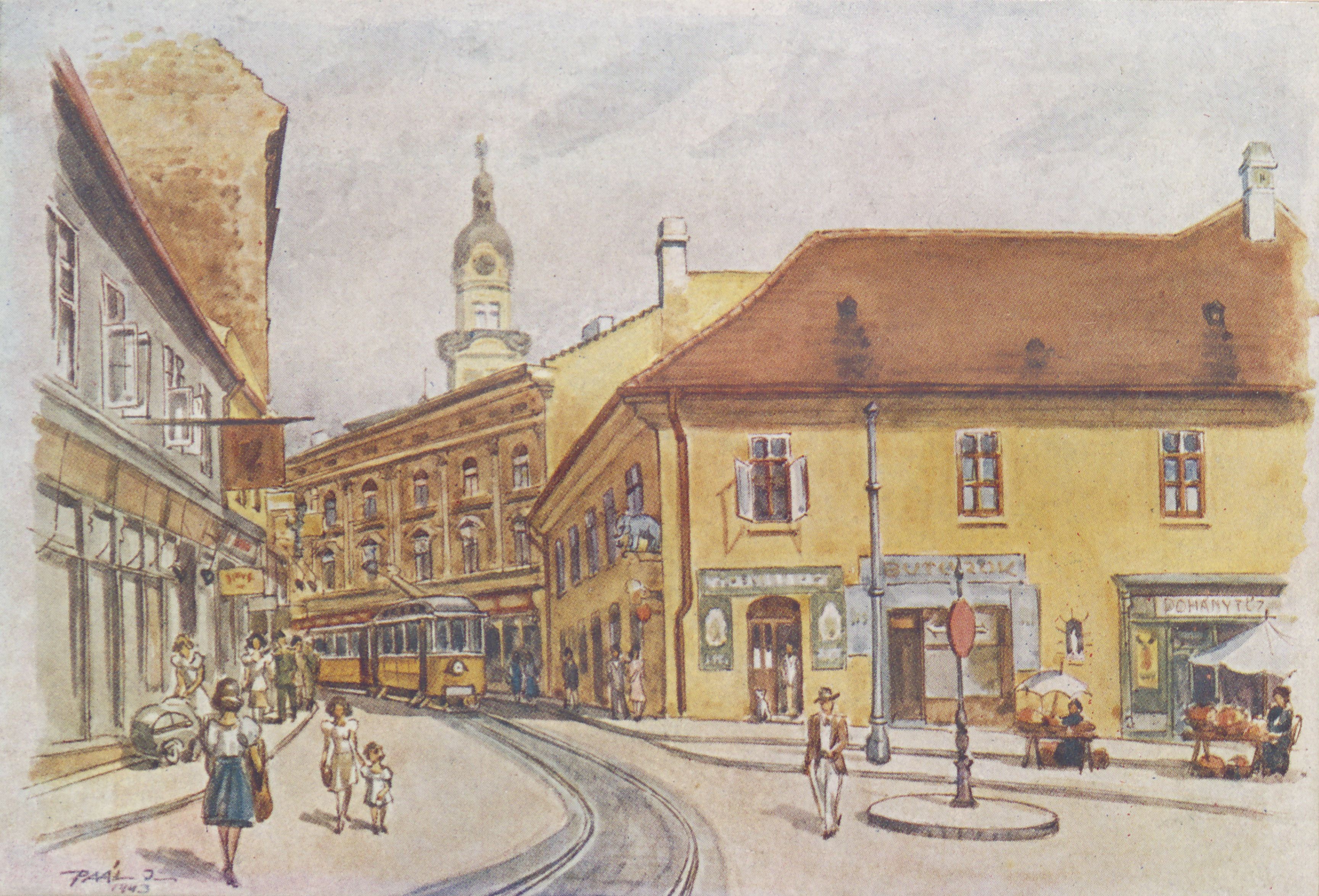 Pécs Jókai tér, Paál I. festménye