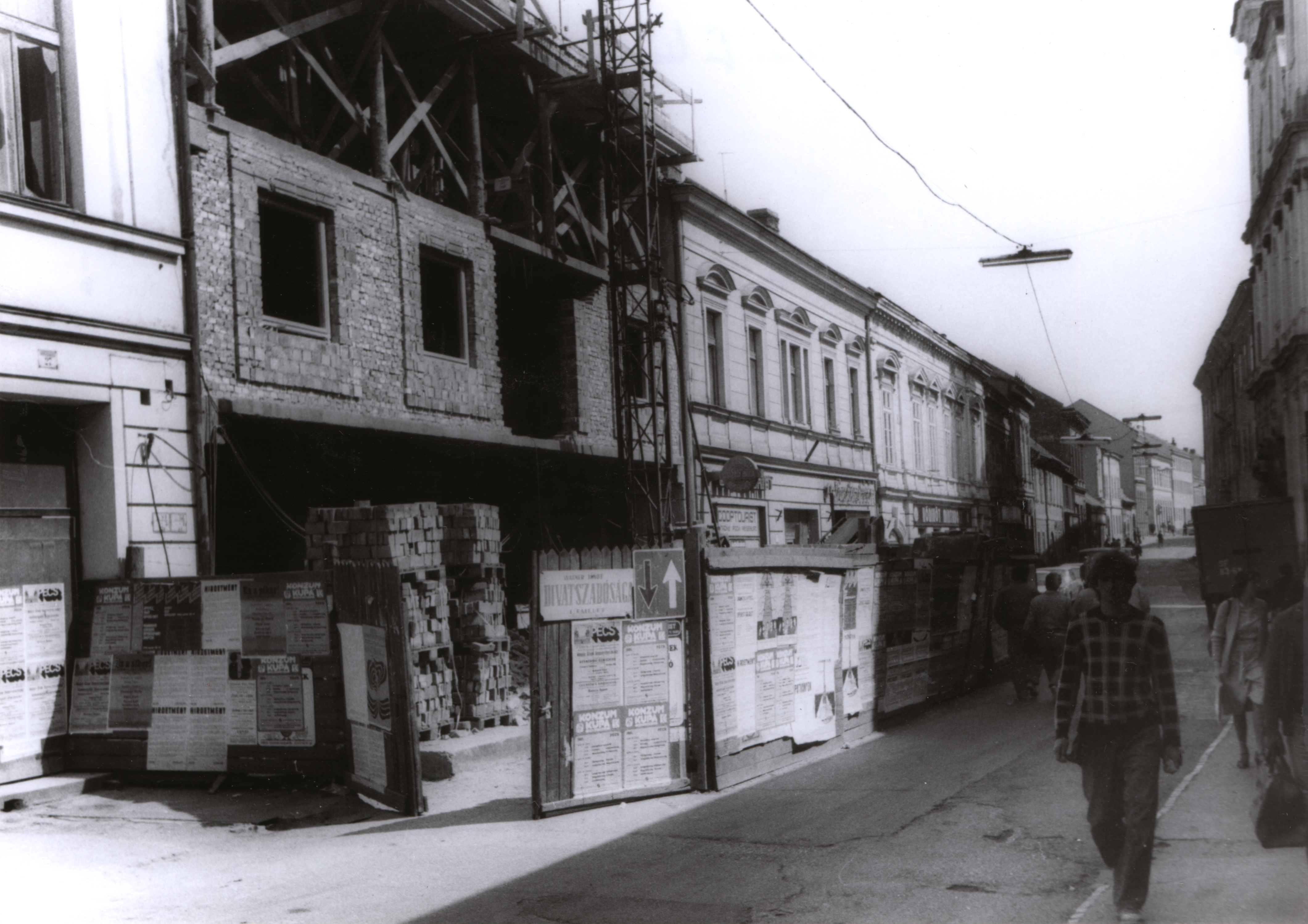 Pécs Király utcai építkezések 1981-ben